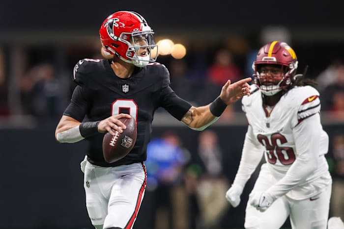 Atlanta Falcons quarterback Desmond Ridder struggled with turnovers Sunday against the Washington Commanders.